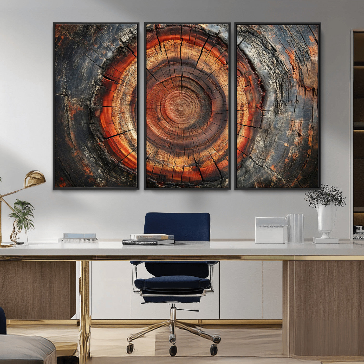 Wood Grain Canvas Wall Art - Framed Abstract Tree Ring