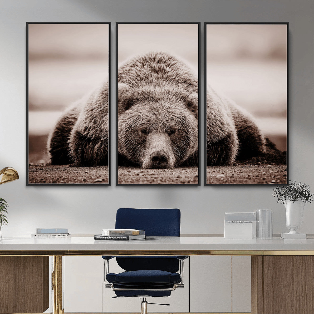 Grizzly Bear Wall Art Print - Bear Canvas Wall Art - Rustic