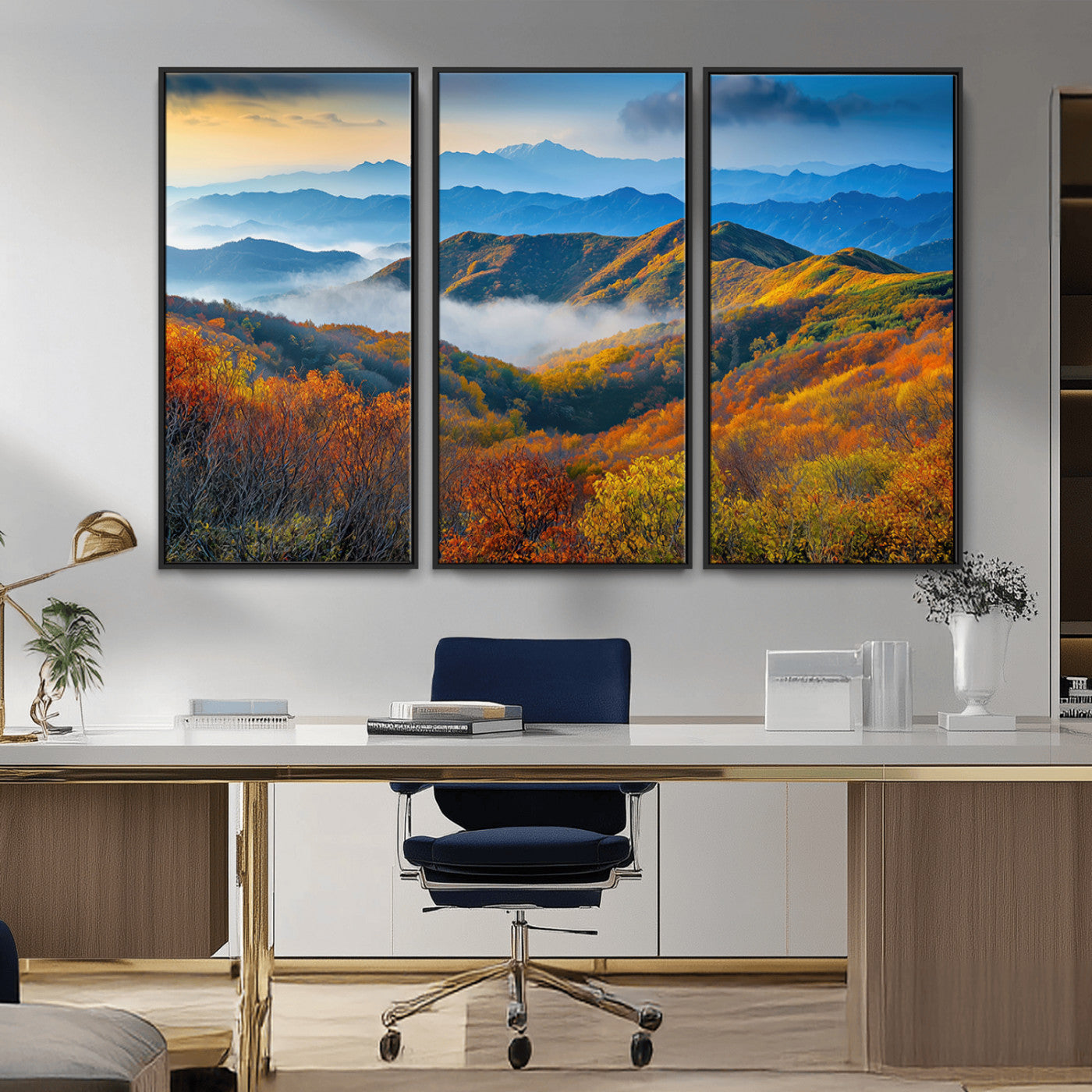Autumn Mountains Wall Art, Vibrant Fall Foliage Landscape