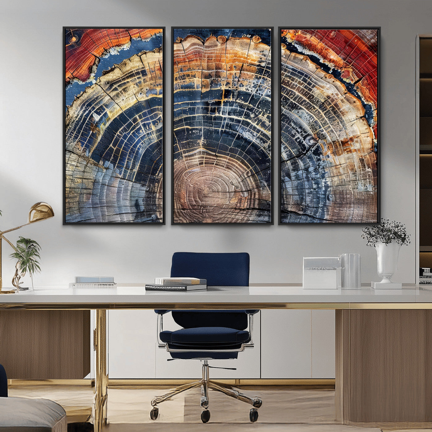 Tree Rings Wall Art Canvas Print – Framed Petrified Wood