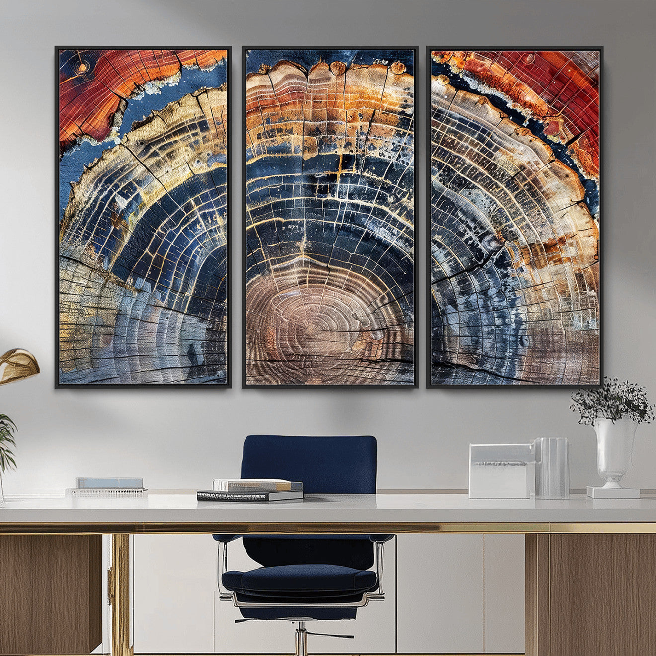 Tree Rings Wall Art Canvas Print – Framed Wood Art Picture