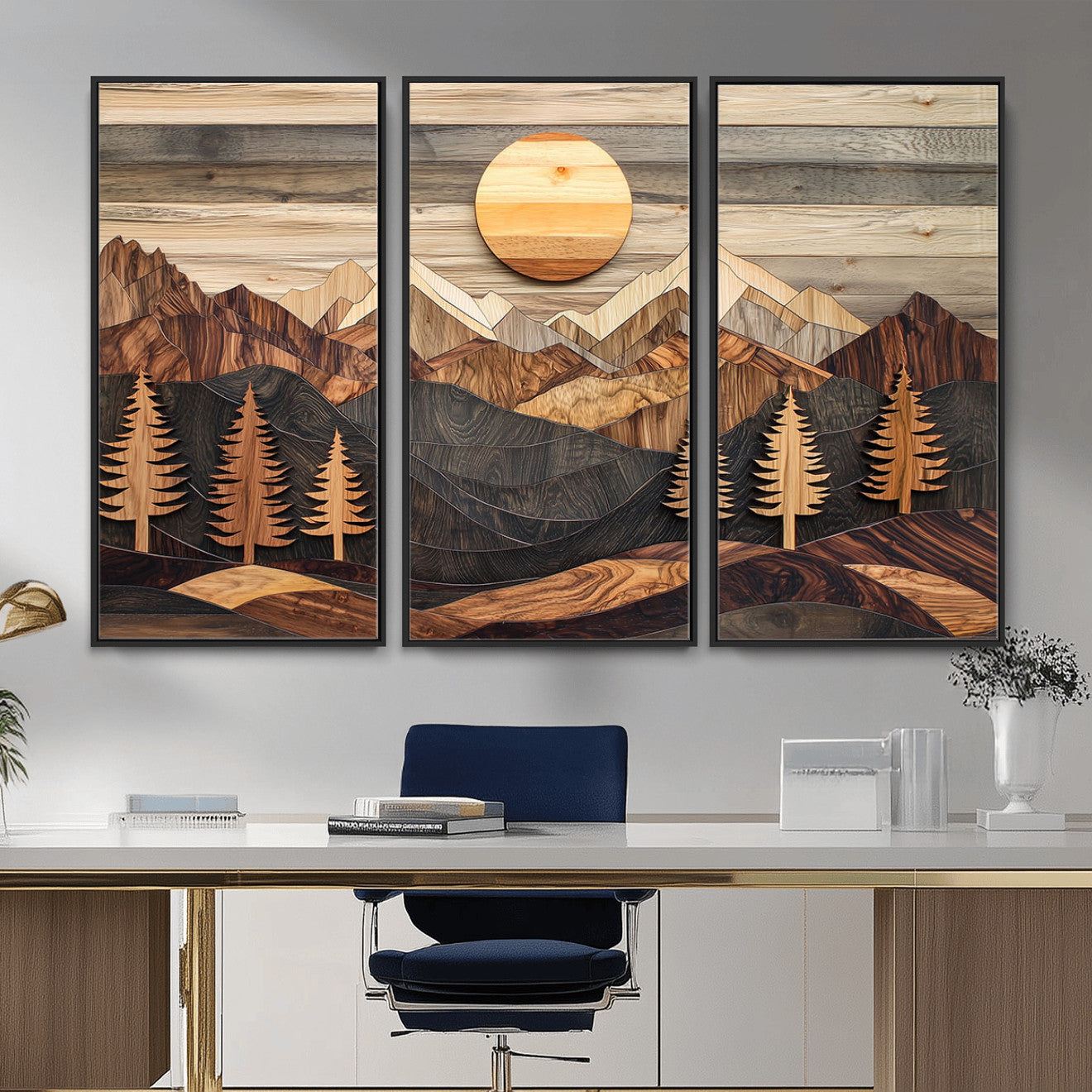Wood Mountain Wall Art Canvas Print – Layered Forest and