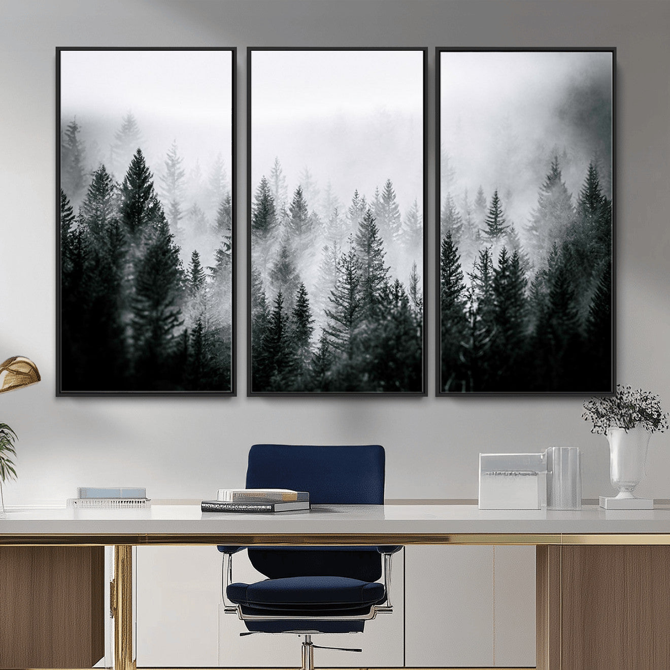 Foggy Forest Wall Art Canvas Print – Mountain Woodland