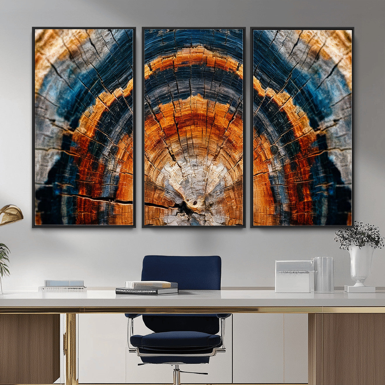 Abstract Wood Grain Canvas Print, Tree Ring Pattern Wall