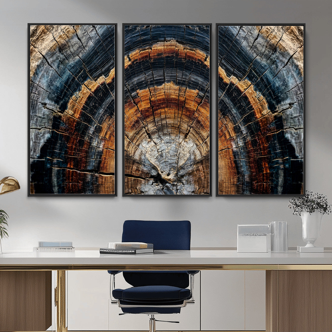Abstract Wood Grain Canvas Print, Tree Ring Pattern Wall