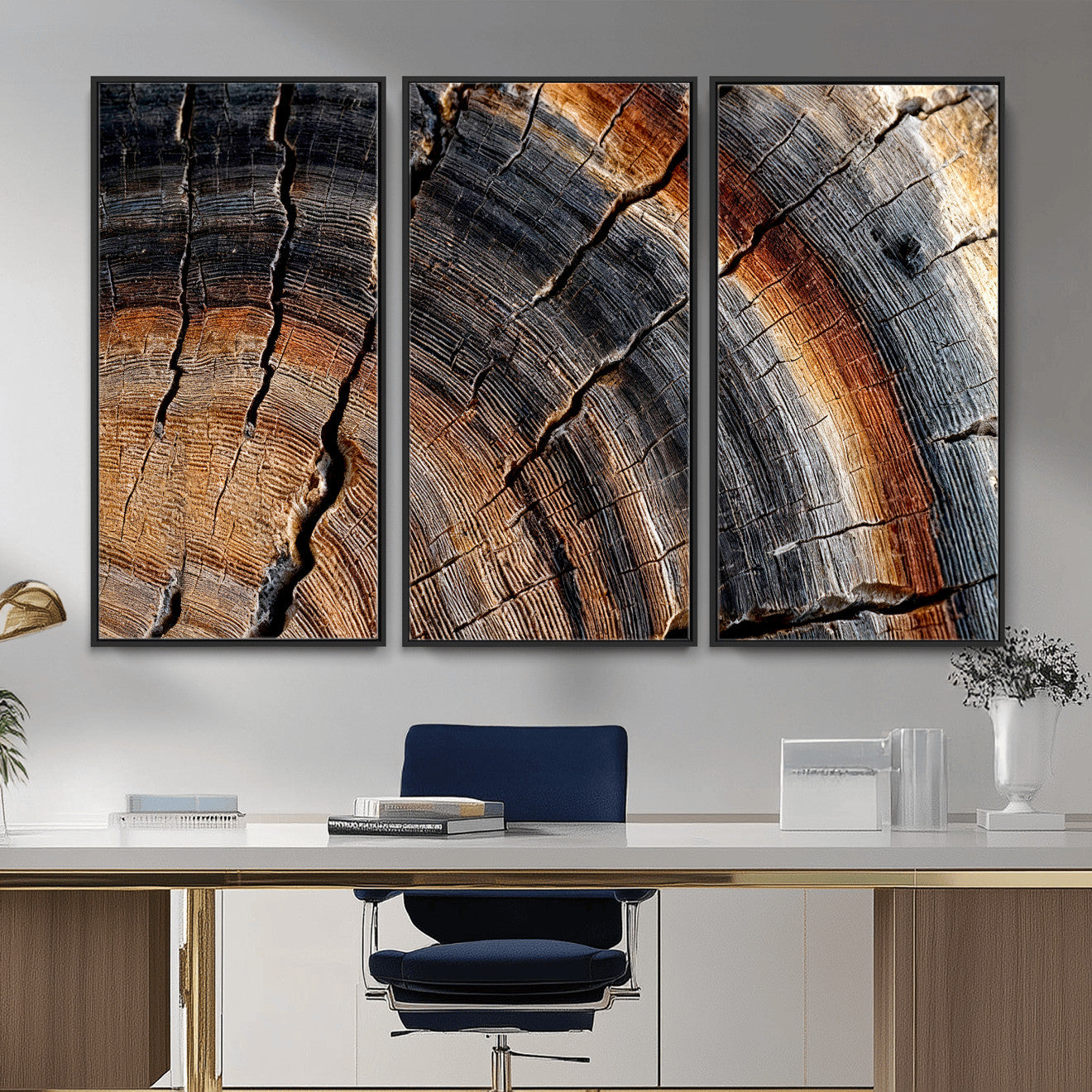 Abstract Tree Ring Wall Art Print – Natural Rustic Wood
