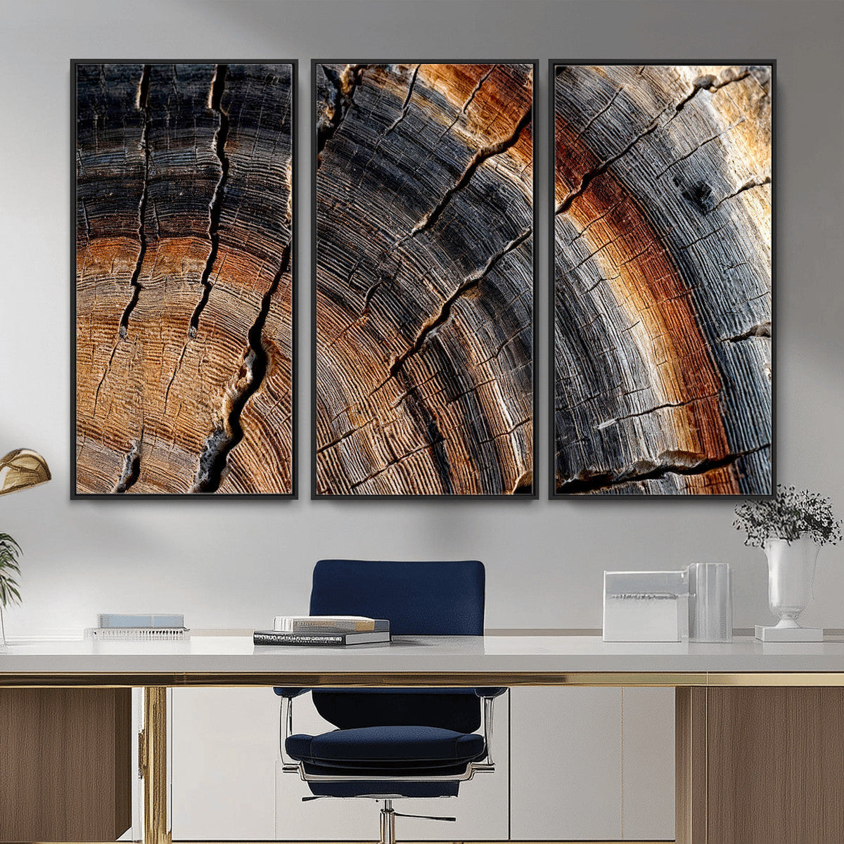 Abstract Tree Ring Wall Art Print – Natural Rustic Wood