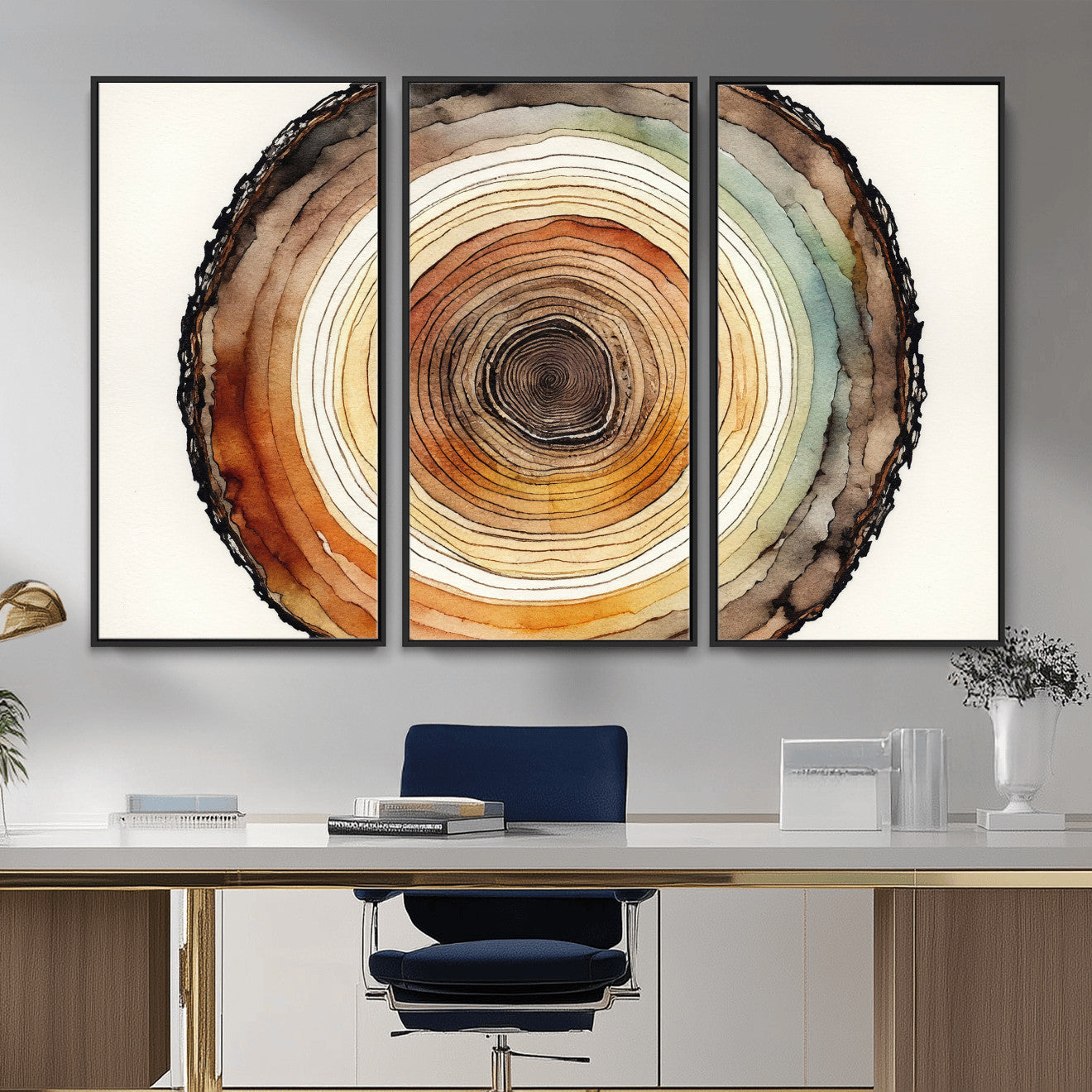 Natural Wood Slice Wall Art Canvas Print, Tree Ring Wall
