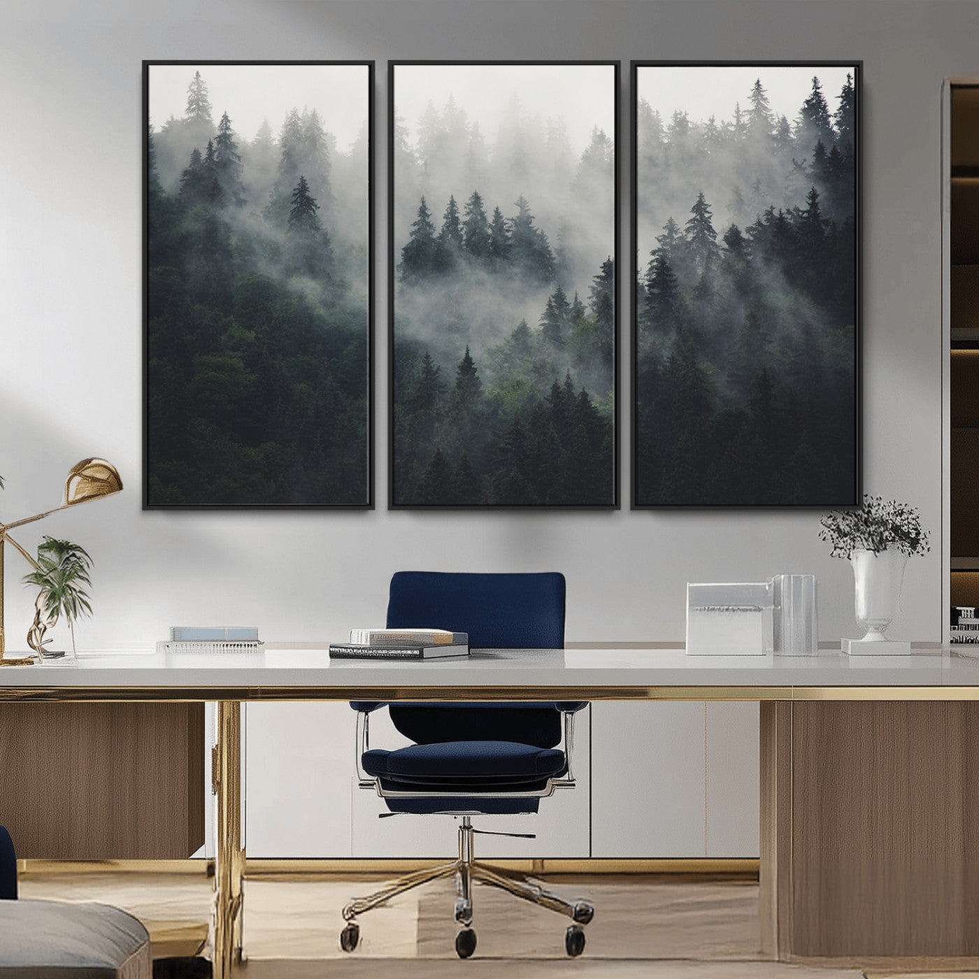 Nature Wall Decor - Serene Triptych Nature Print – Woodland