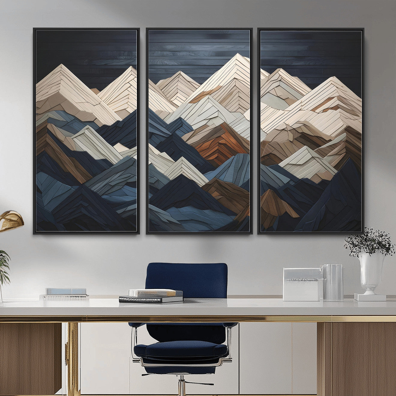 Wood Mountain Wall Art | Mountain Canvas Print Wood Decor |