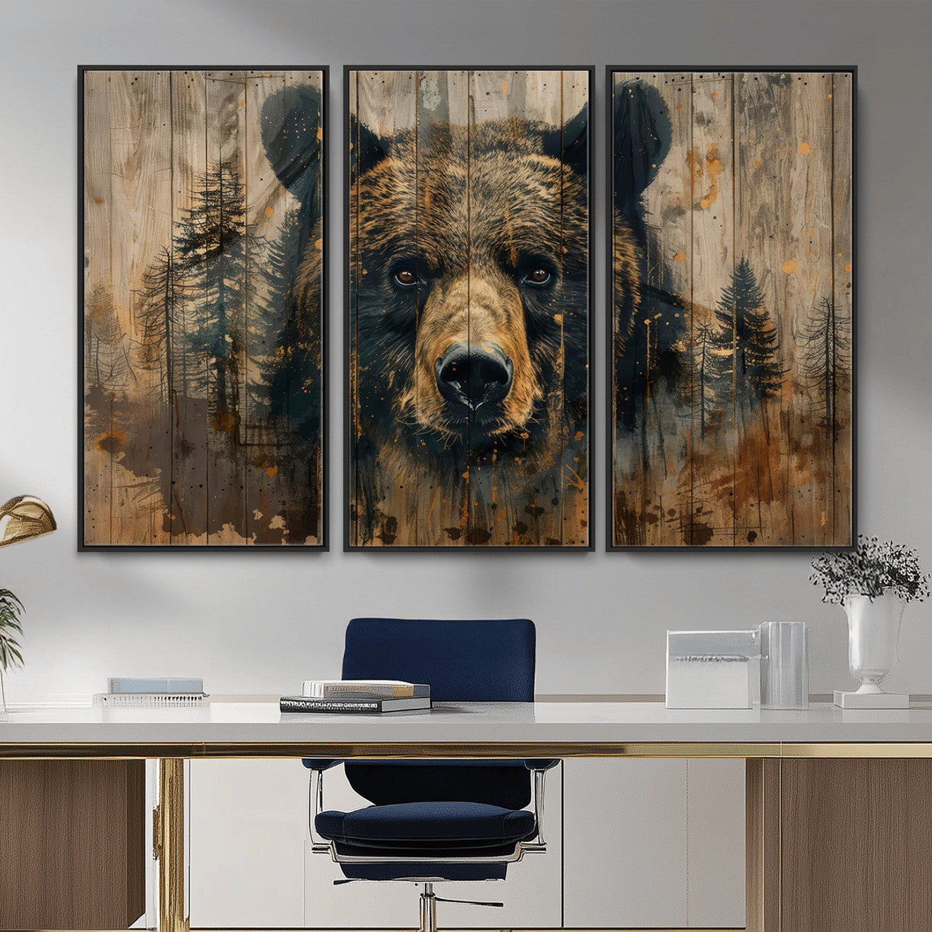 Abstract 399 Bear Wall Art | Rustic Cabin Wall Decor with