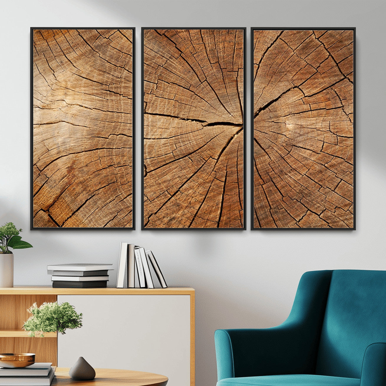 Tree Ring Canvas Art, Rustic Wood Grain Wall Art, Tree Slice