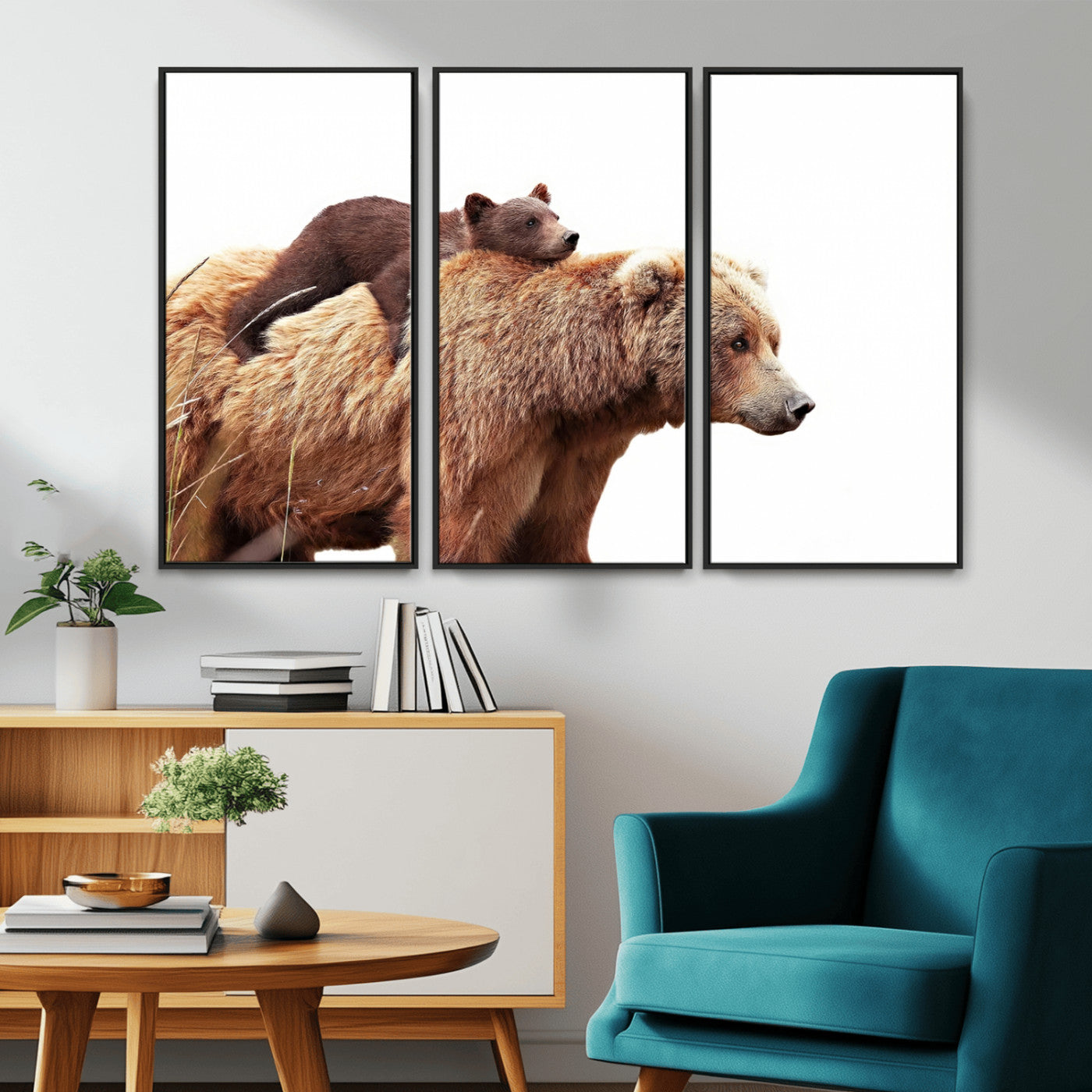 Mother and Baby Bear Canvas Wall Art - Adorable Wildlife