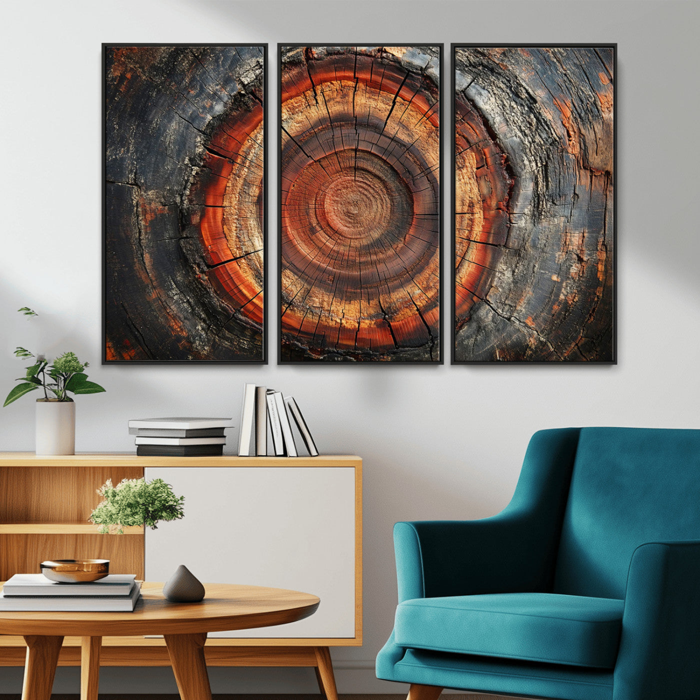 Wood Grain Canvas Wall Art - Framed Abstract Tree Ring