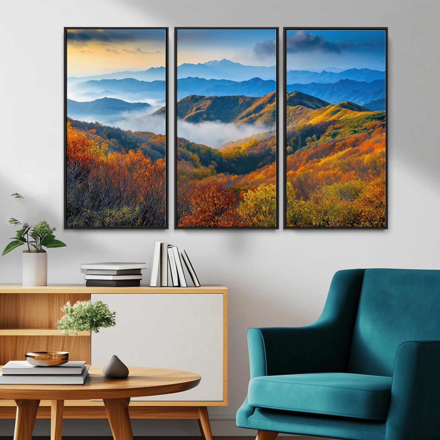 Autumn Mountains Wall Art, Vibrant Fall Foliage Landscape