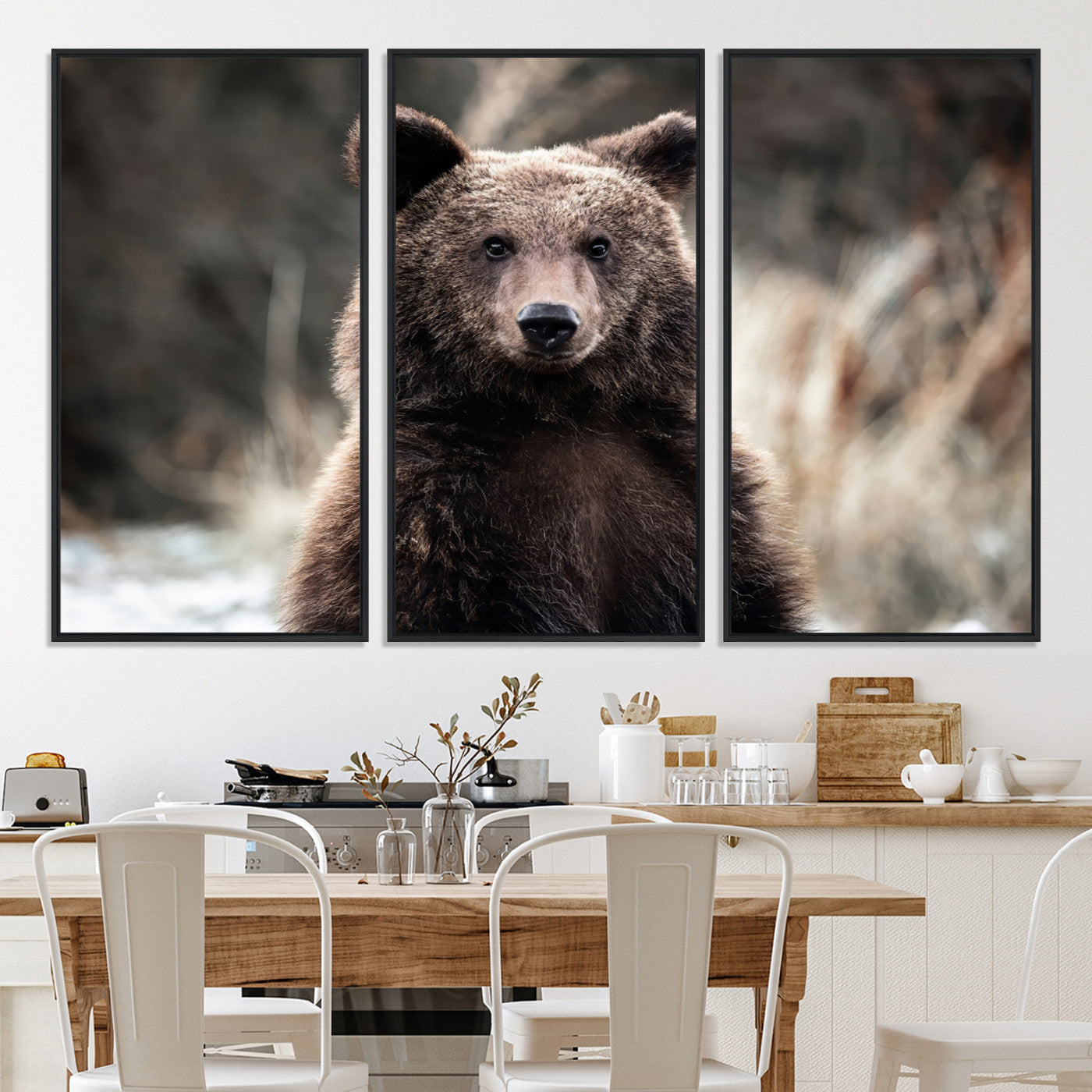 Brown Bear Wall Art Canvas Print – Framed Majestic Woodland