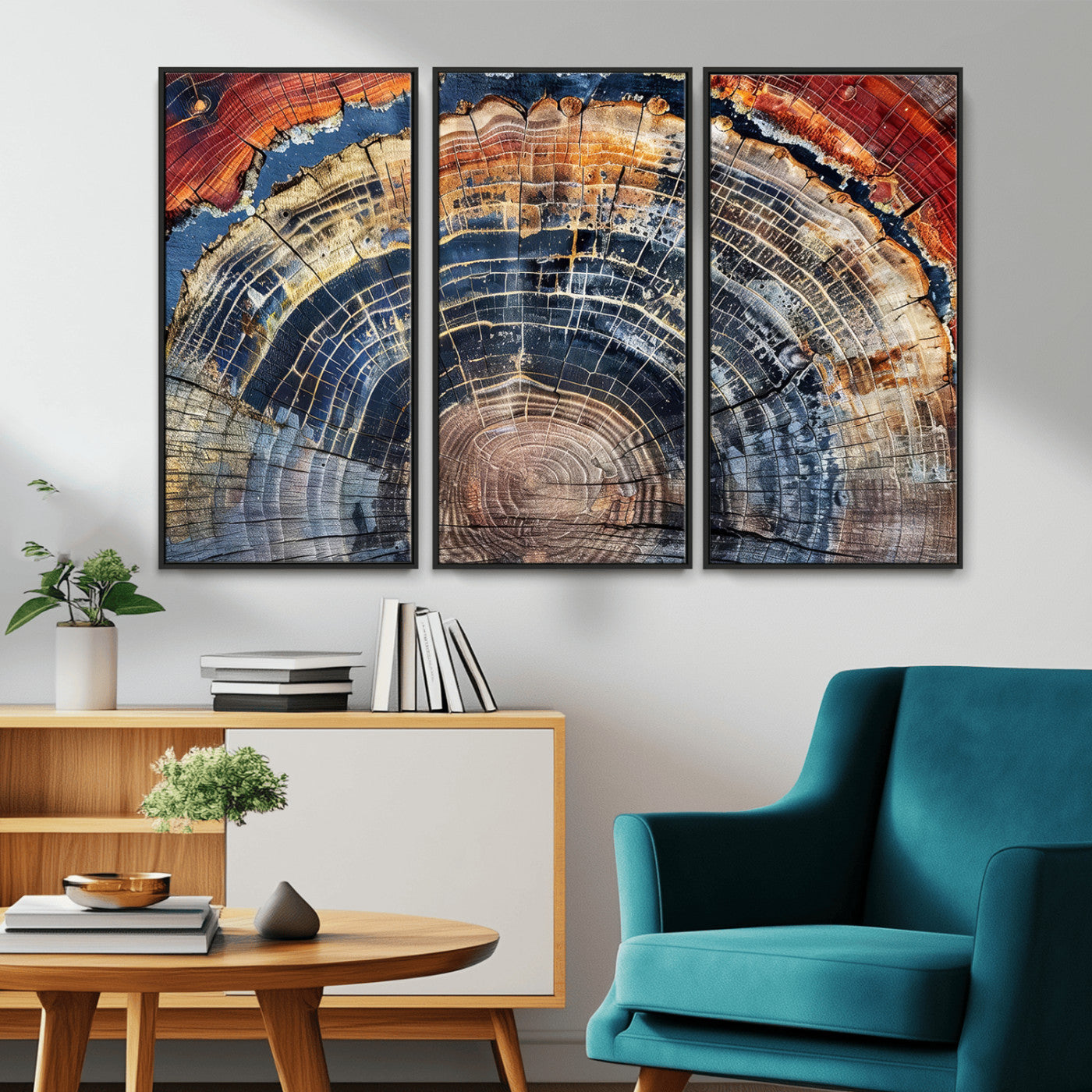Tree Rings Wall Art Canvas Print – Framed Petrified Wood