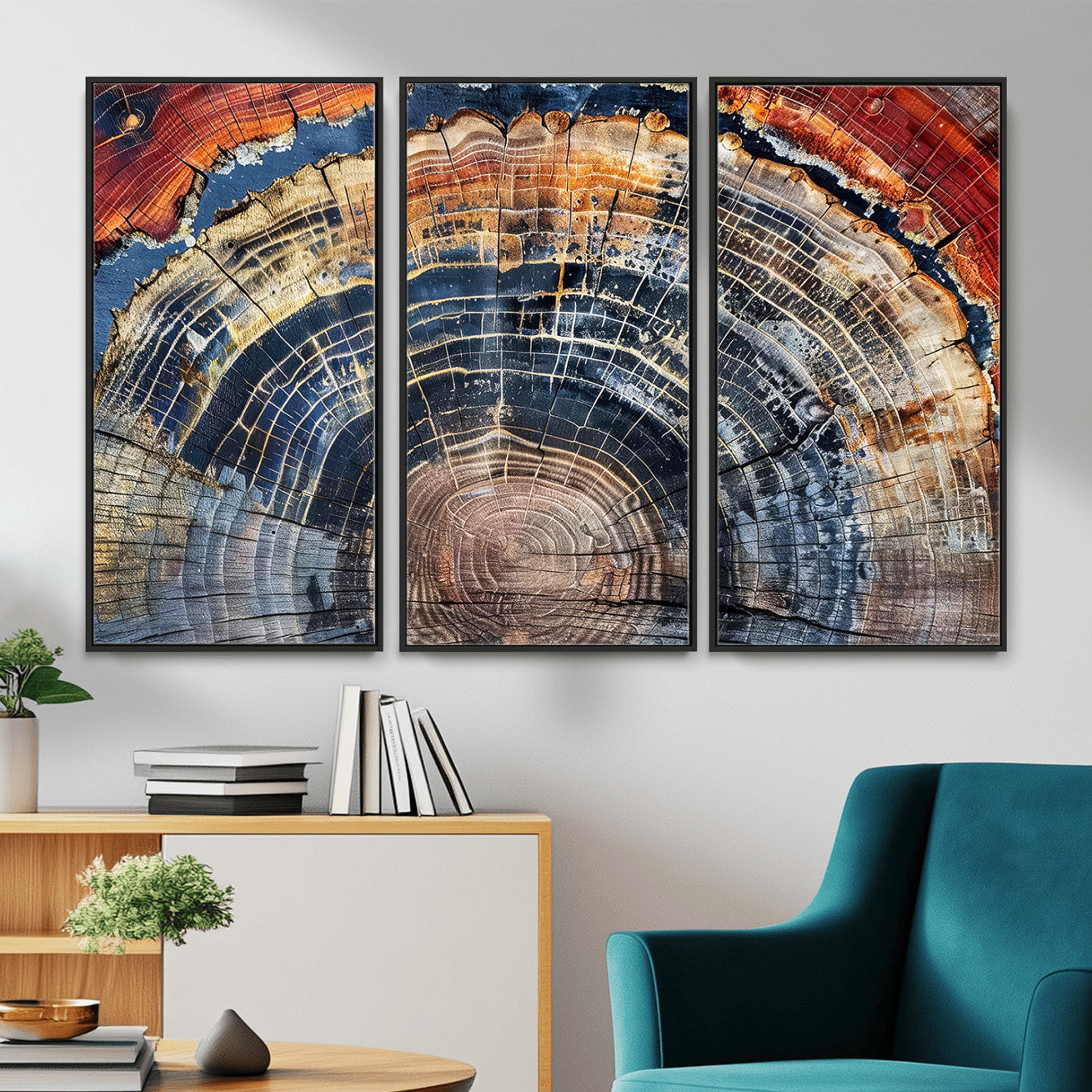 Tree Rings Wall Art Canvas Print – Framed Wood Art Picture