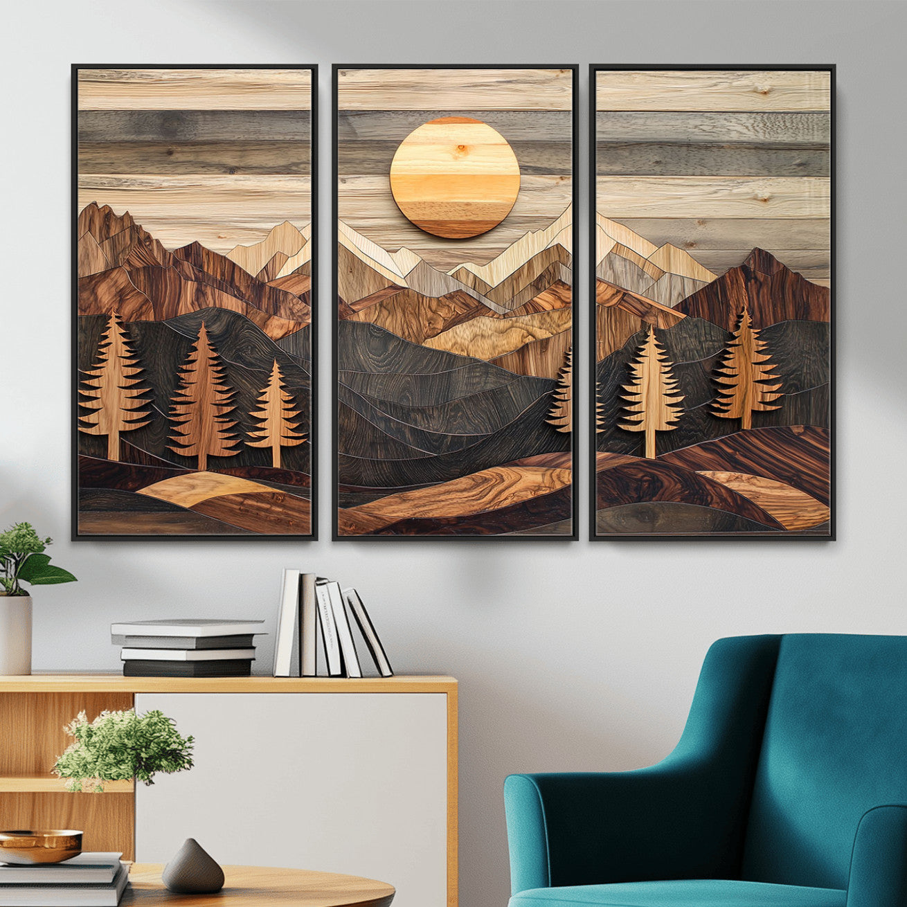 Wood Mountain Wall Art Canvas Print – Layered Forest and
