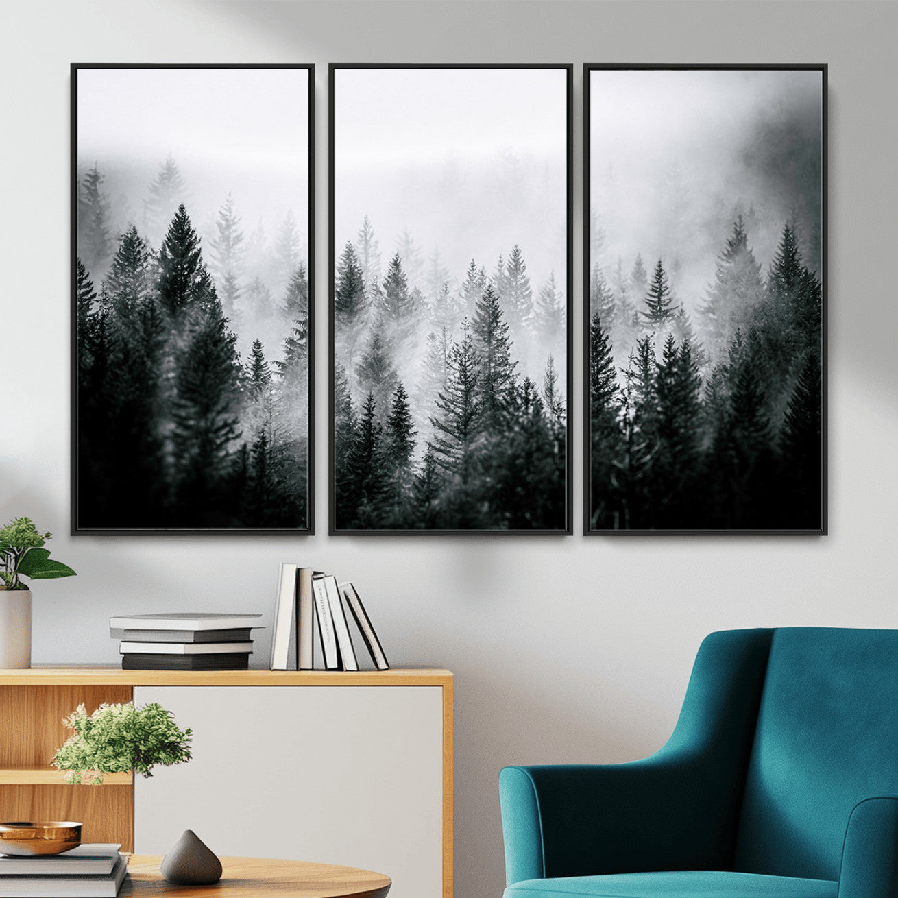 Foggy Forest Wall Art Canvas Print – Mountain Woodland