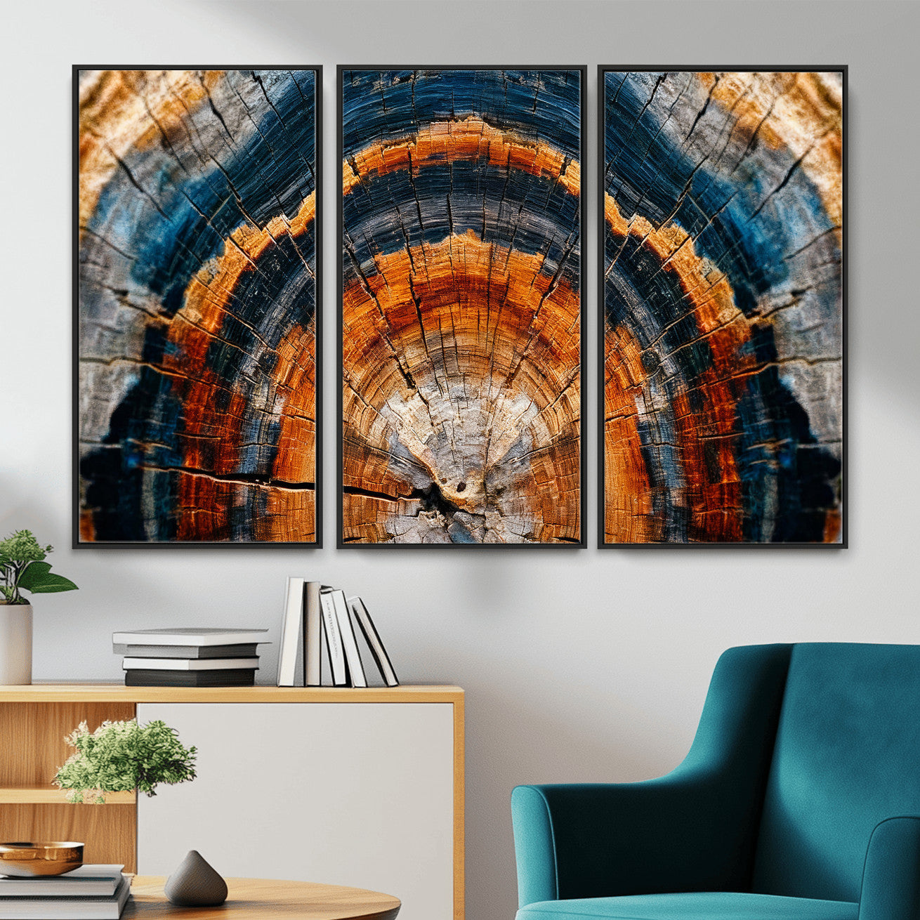 Abstract Wood Grain Canvas Print, Tree Ring Pattern Wall