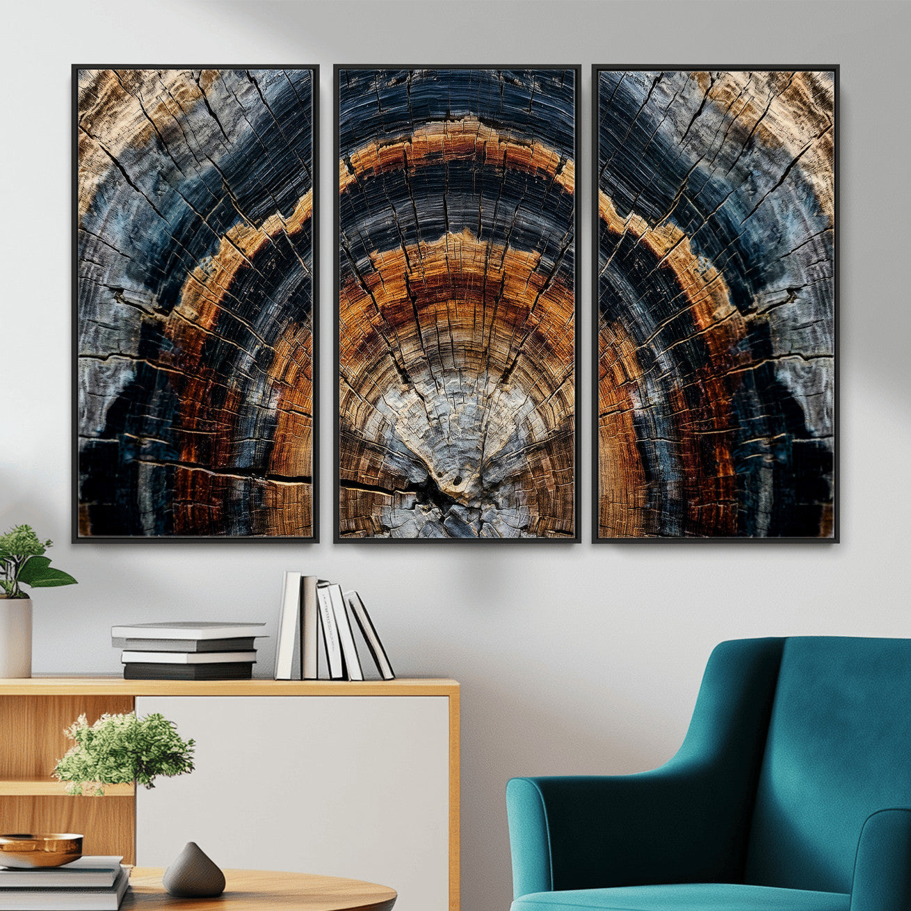 Abstract Wood Grain Canvas Print, Tree Ring Pattern Wall