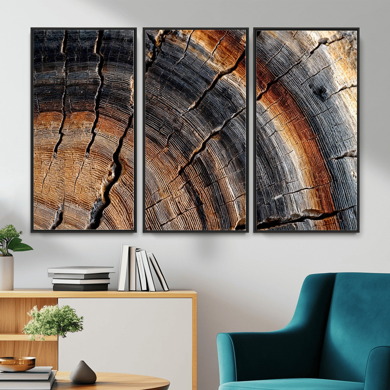 Abstract Tree Ring Wall Art Print – Natural Rustic Wood
