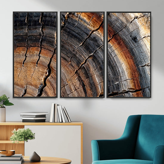 Abstract Tree Ring Wall Art Print – Natural Rustic Wood