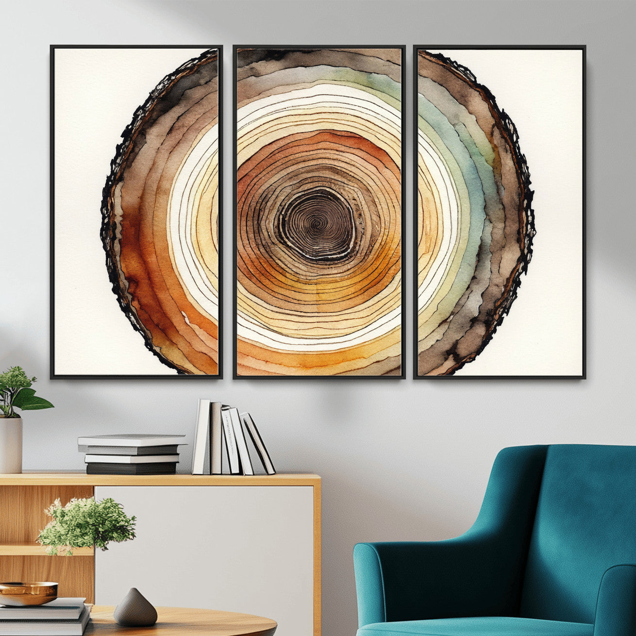 Natural Wood Slice Wall Art Canvas Print, Tree Ring Wall
