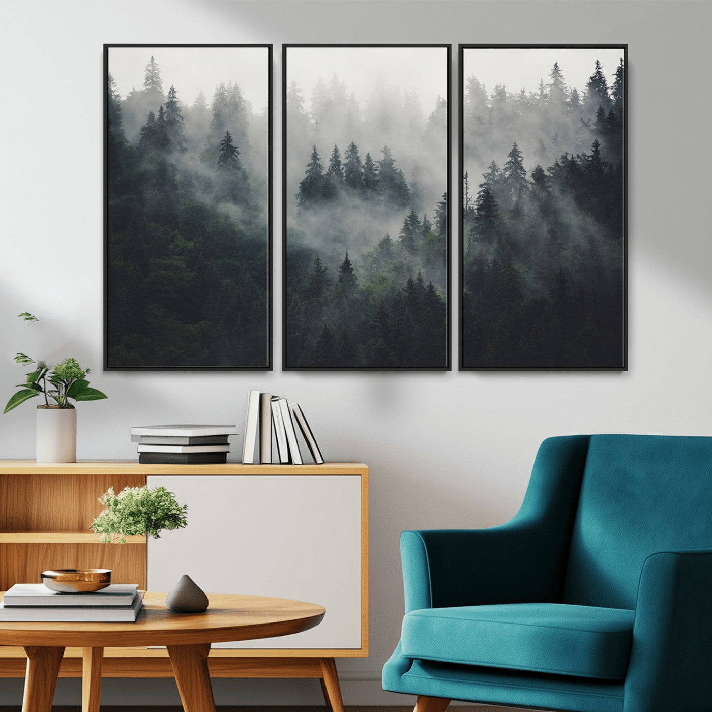 Nature Wall Decor - Serene Triptych Nature Print – Woodland