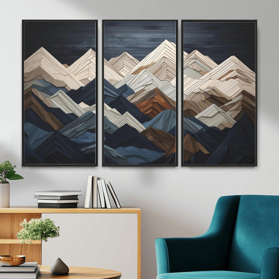 Wood Mountain Wall Art | Mountain Canvas Print Wood Decor |