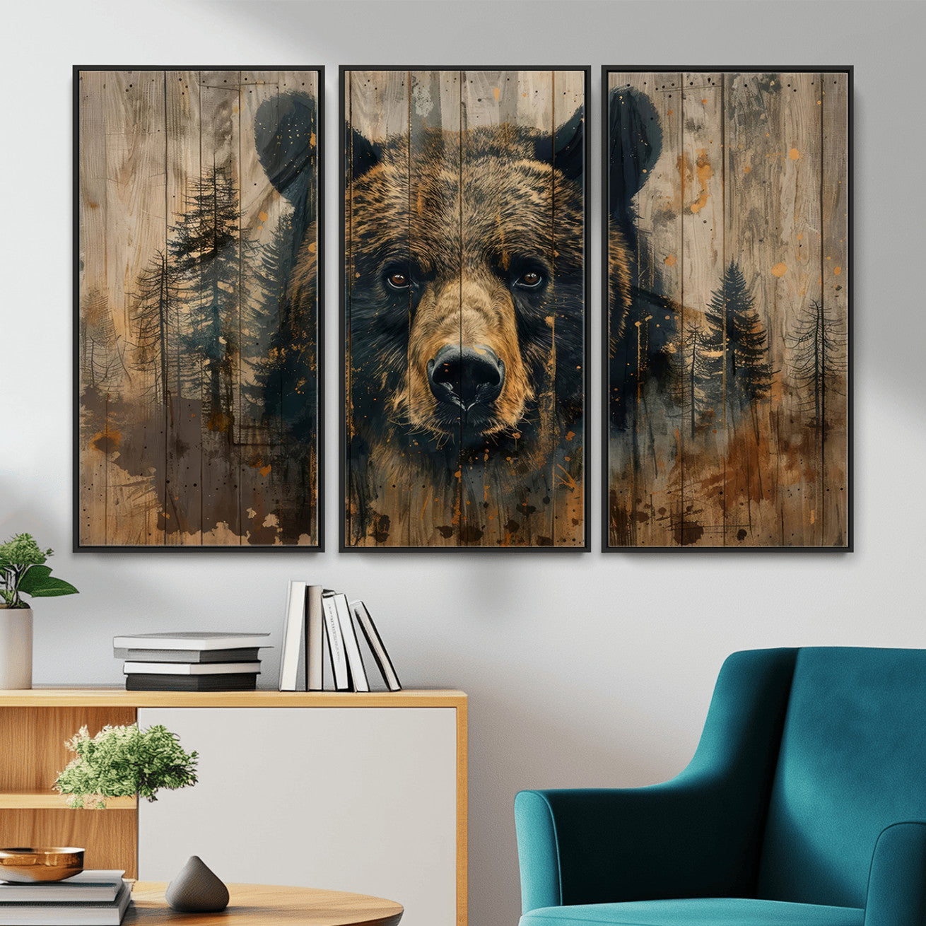 Abstract 399 Bear Wall Art | Rustic Cabin Wall Decor with
