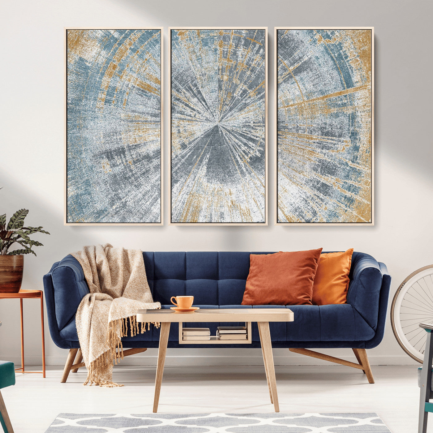 Radiant Abstract Wood Rings Canvas Art – Modern Triptych