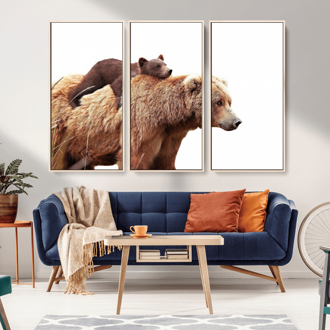 Mother and Baby Bear Canvas Wall Art - Adorable Wildlife