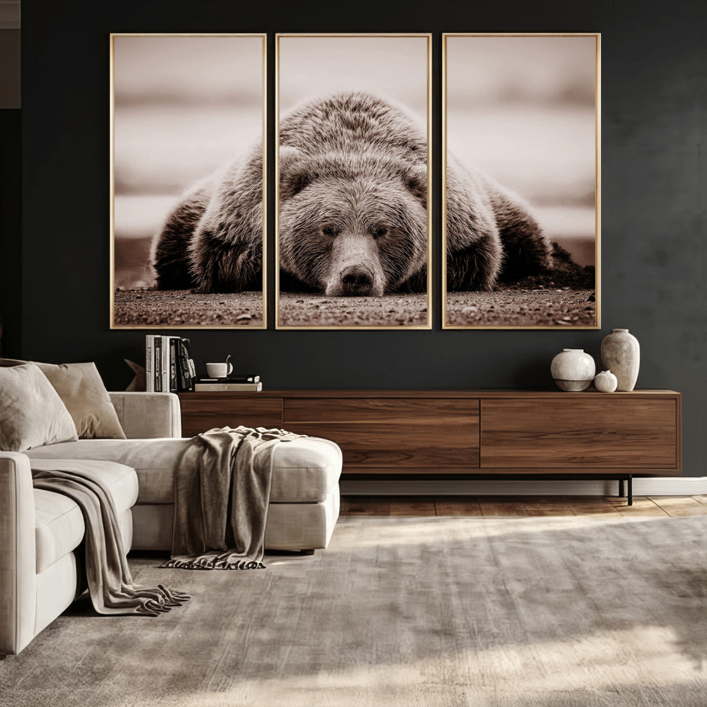 Grizzly Bear Wall Art Print - Bear Canvas Wall Art - Rustic