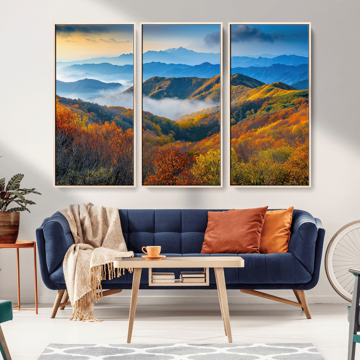 Autumn Mountains Wall Art, Vibrant Fall Foliage Landscape