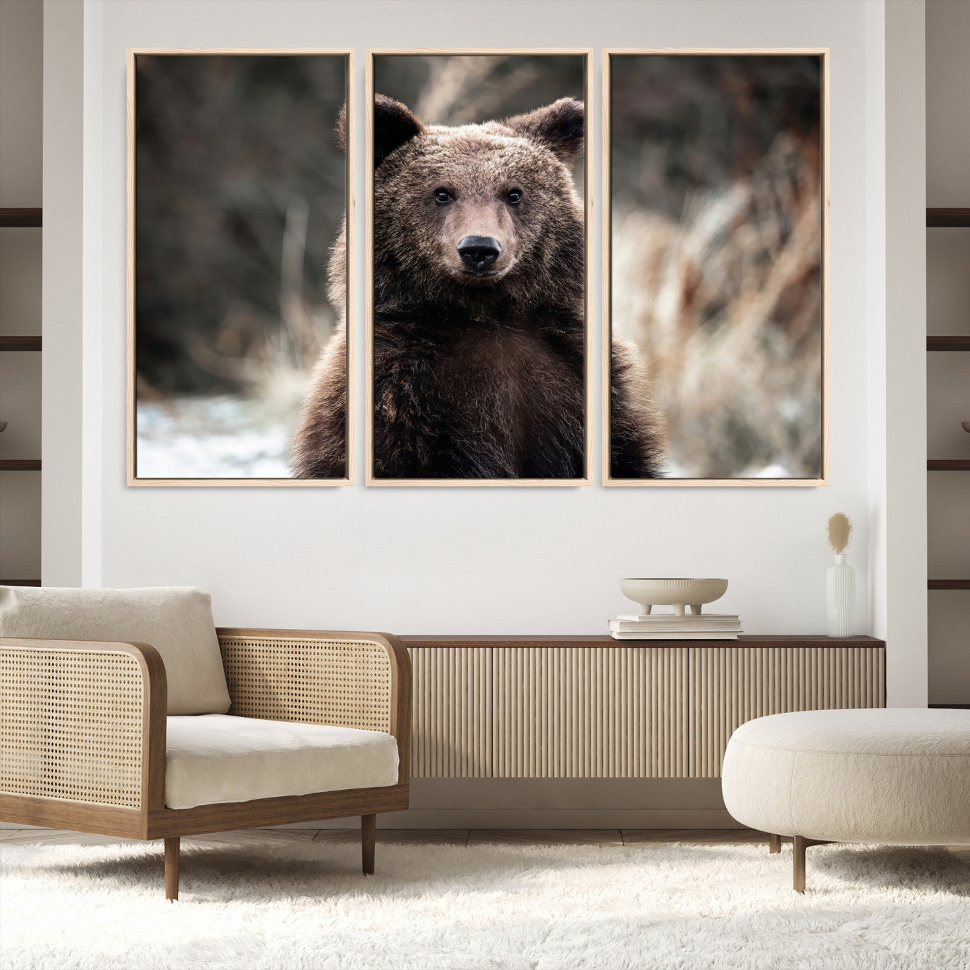 Brown Bear Wall Art Canvas Print – Framed Majestic Woodland