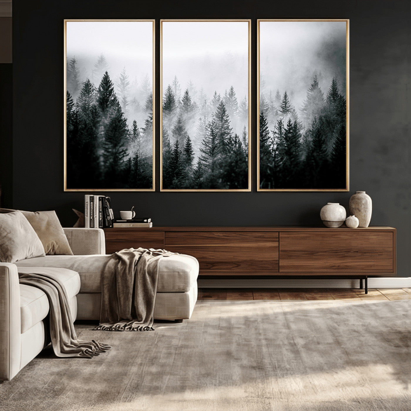 Foggy Forest Wall Art Canvas Print – Mountain Woodland