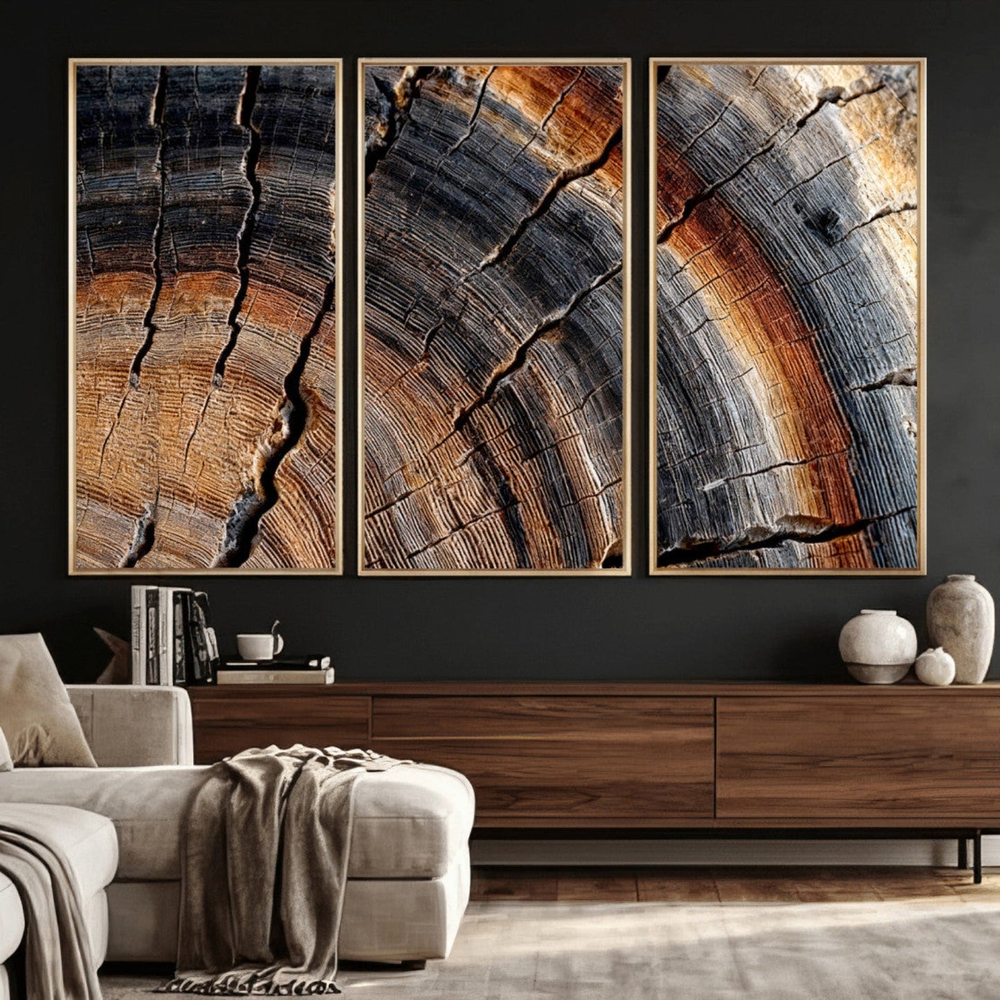 Abstract Tree Ring Wall Art Print – Natural Rustic Wood