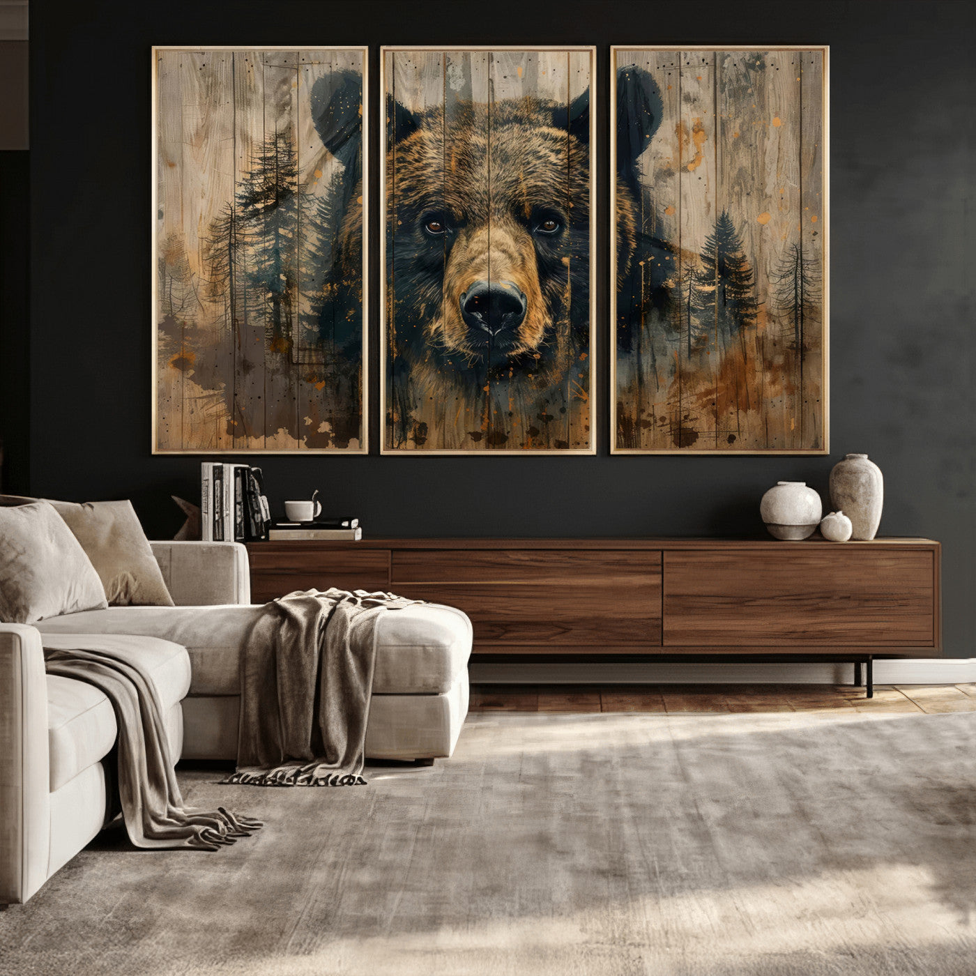 Abstract 399 Bear Wall Art | Rustic Cabin Wall Decor with