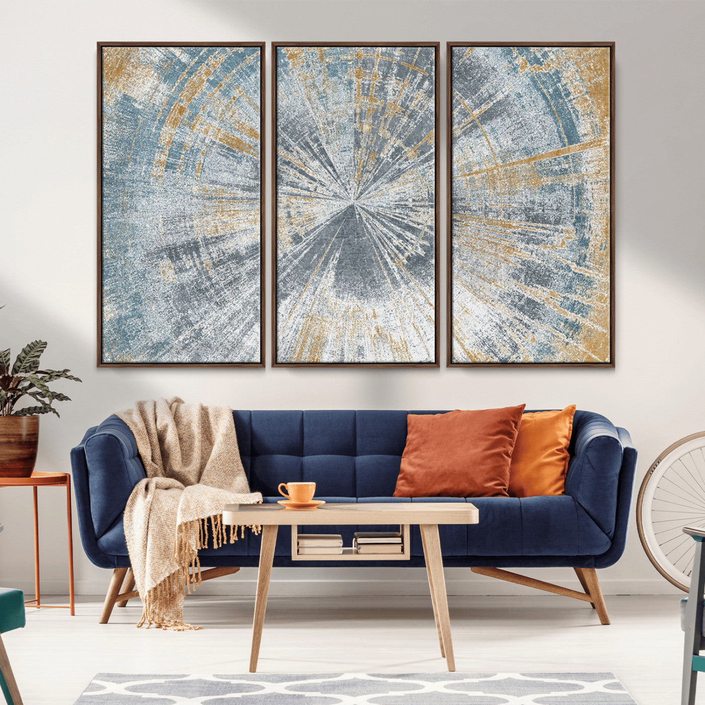 Radiant Abstract Wood Rings Canvas Art – Modern Triptych