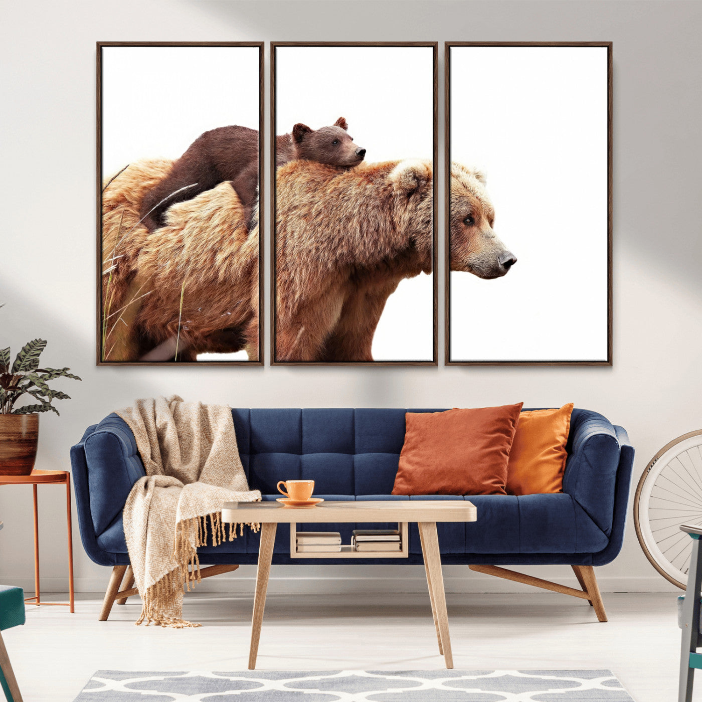 Mother and Baby Bear Canvas Wall Art - Adorable Wildlife
