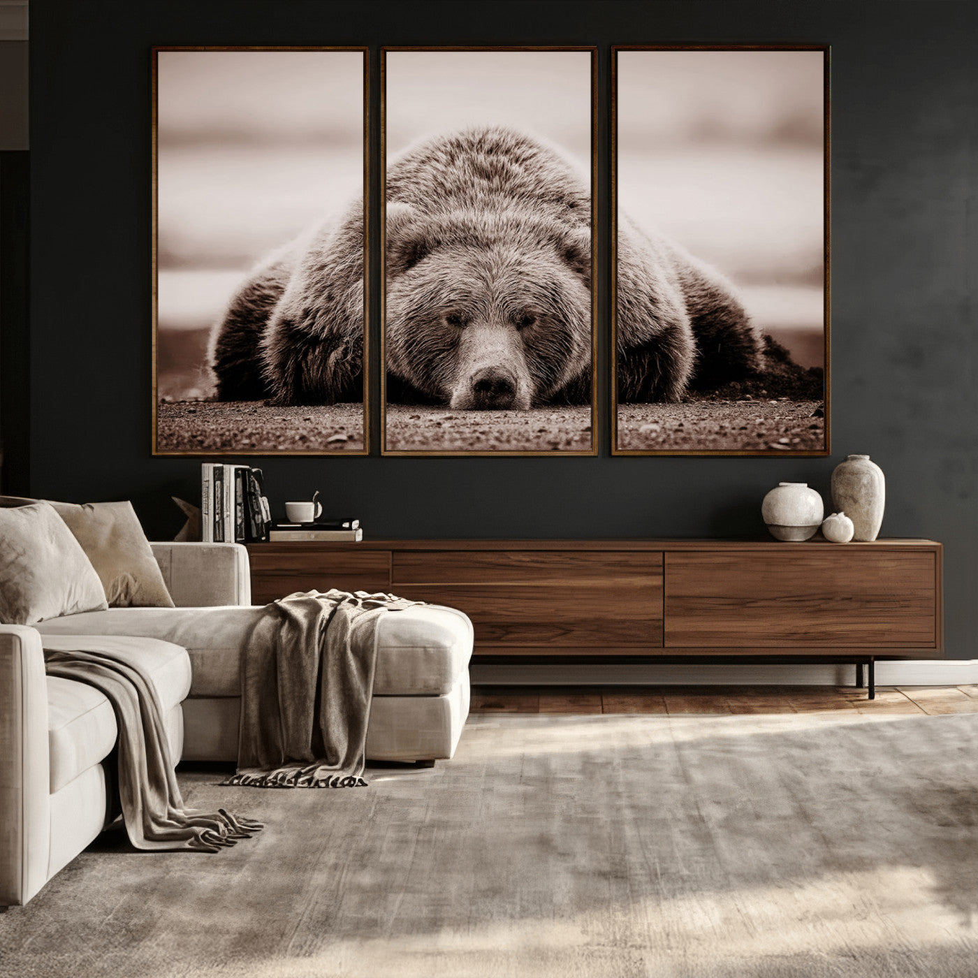 Grizzly Bear Wall Art Print - Bear Canvas Wall Art - Rustic