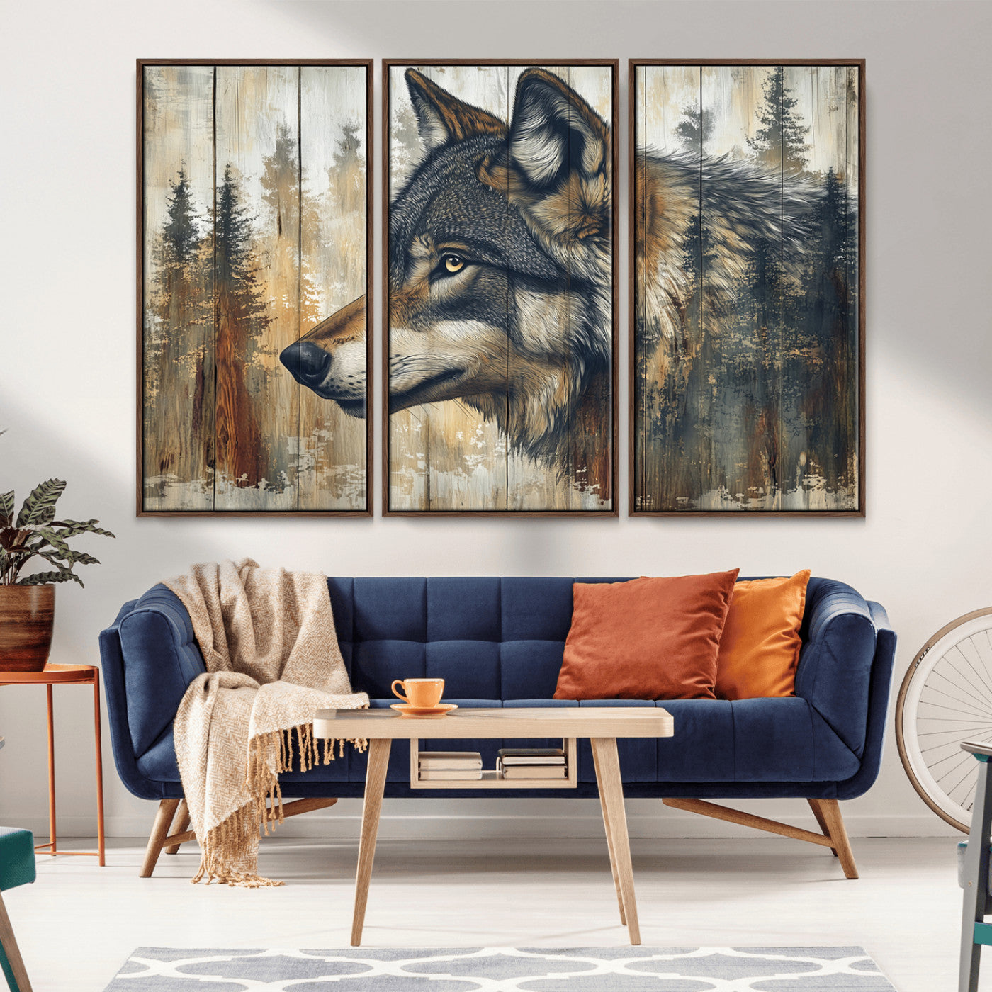 Rustic Wolf Wall Art Canvas Print – Vintage Woodland