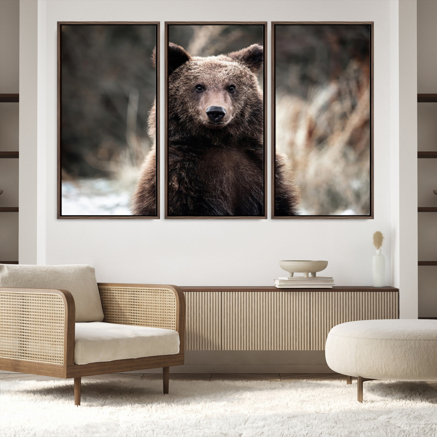 Brown Bear Wall Art Canvas Print – Framed Majestic Woodland