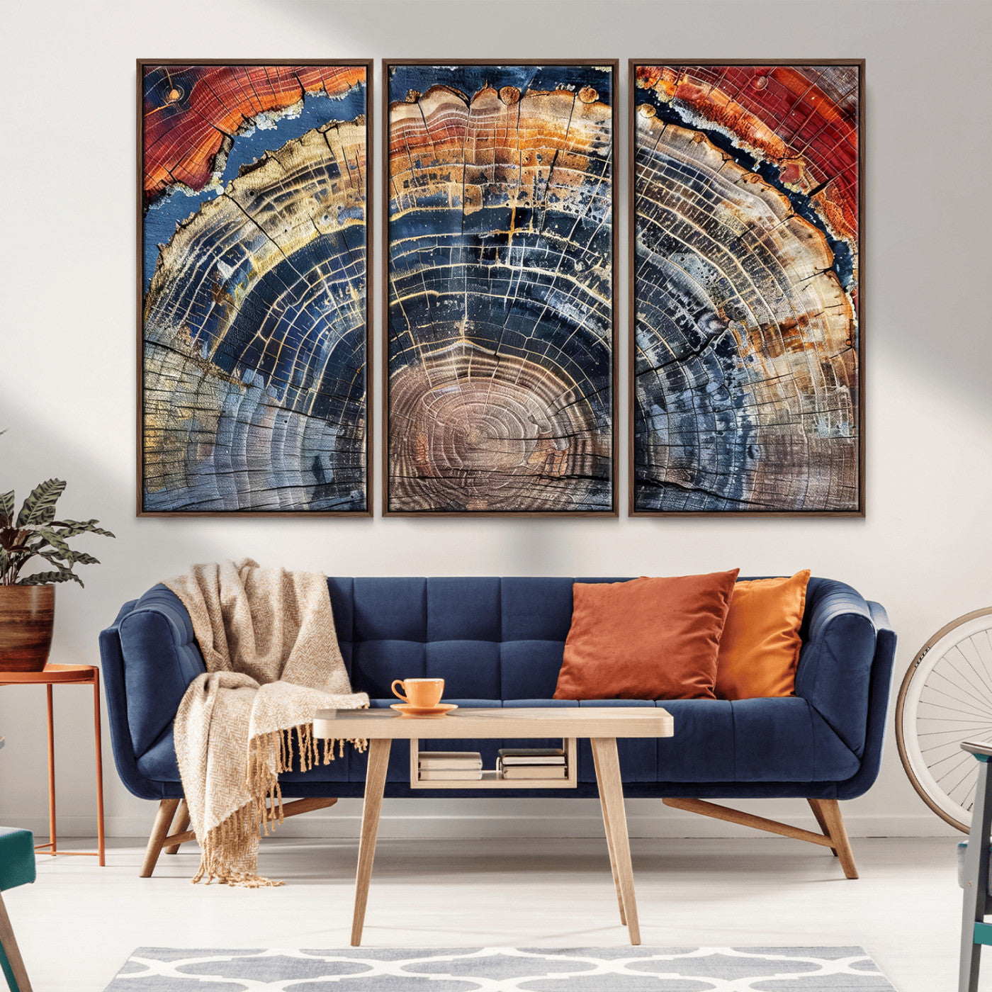 Tree Rings Wall Art Canvas Print – Framed Petrified Wood