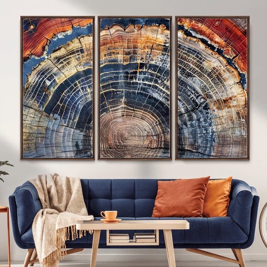 Tree Rings Wall Art Canvas Print – Framed Wood Art Picture