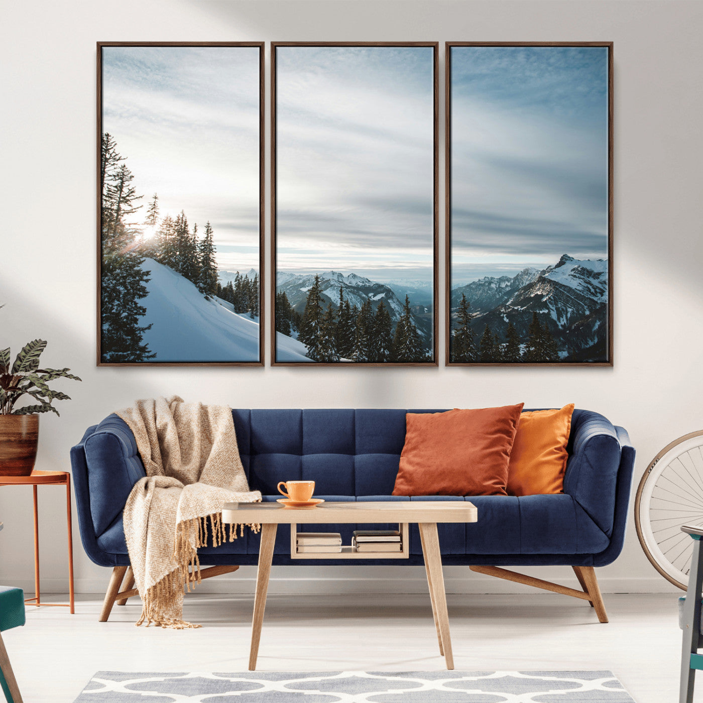 Snowy Mountains Wall Art Canvas Print – Framed Alpine