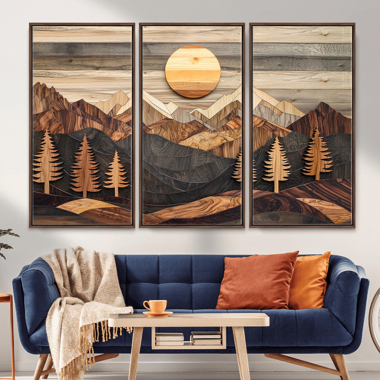 Wood Mountain Wall Art Canvas Print – Layered Forest and