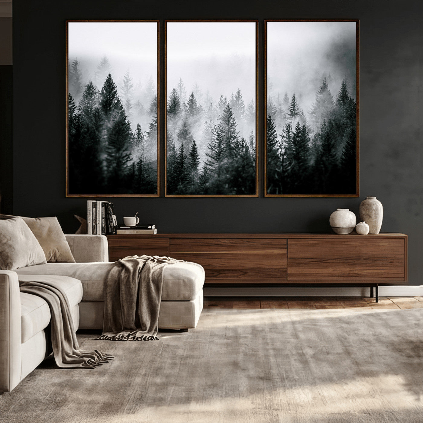 Foggy Forest Wall Art Canvas Print – Mountain Woodland